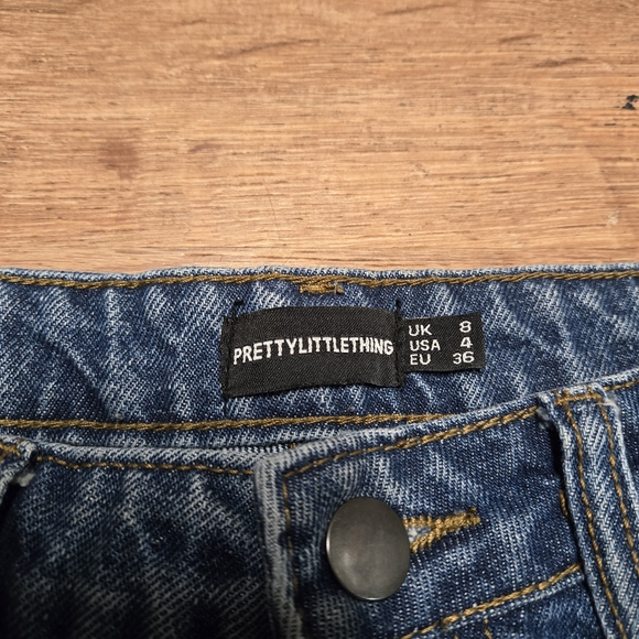 PrettyLittleThing Blue Wide Leg Jeans Womens Size 4 - Picture 3 of 8